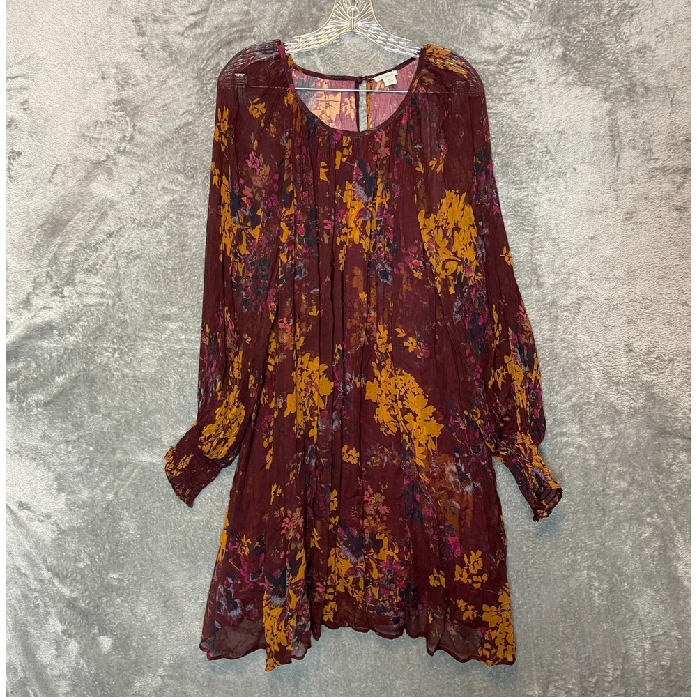 Sundance Women Floral Midi Shift Dress XL Boho Ethereal Whimsigoth Moody Floral
